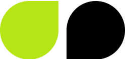 Green geometric shape on black background.